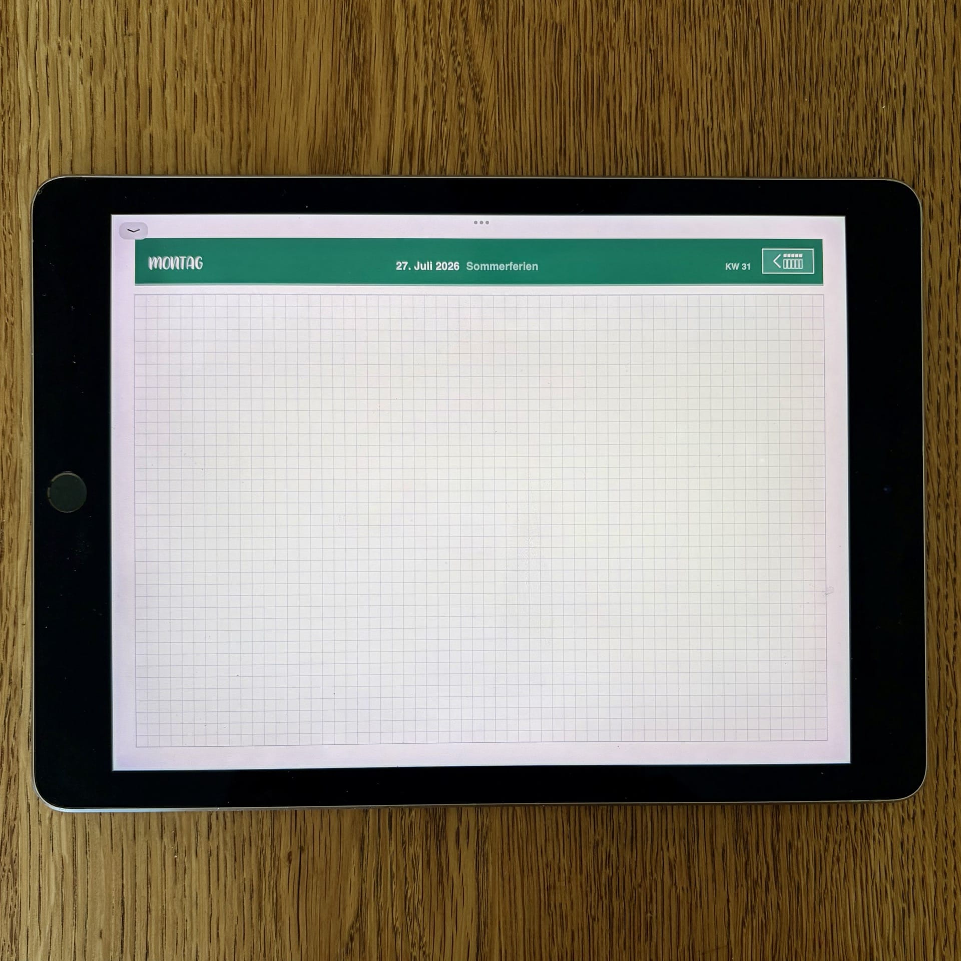 Tageskalender der digitalen dream. plan. teach. Agenda im Querformat